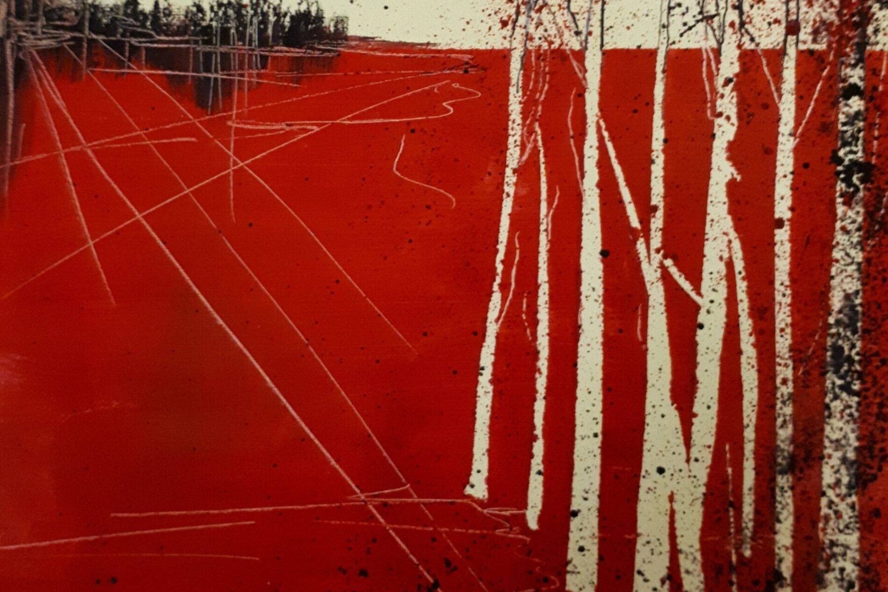 Studio Cenacchi espone di Tangerini il quadro Alberi con sfondo rosso